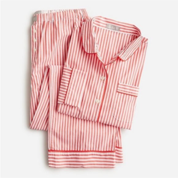 J. Crew 100% Cotton Poplin Crisp Holiday Pajamas Candy Cane Stripe XXL - Picture 1 of 11